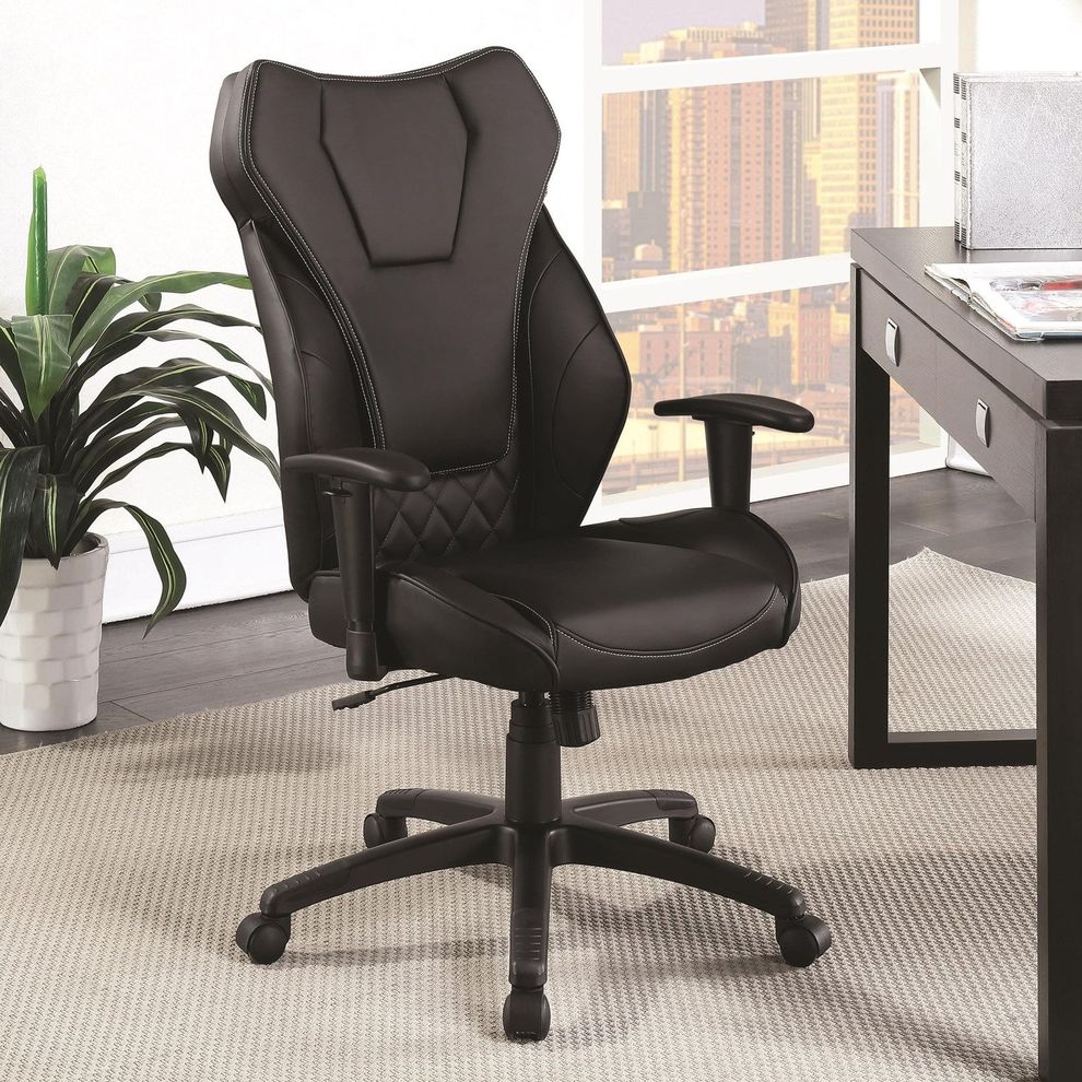 Contemporary black high-back office chair by Coaster