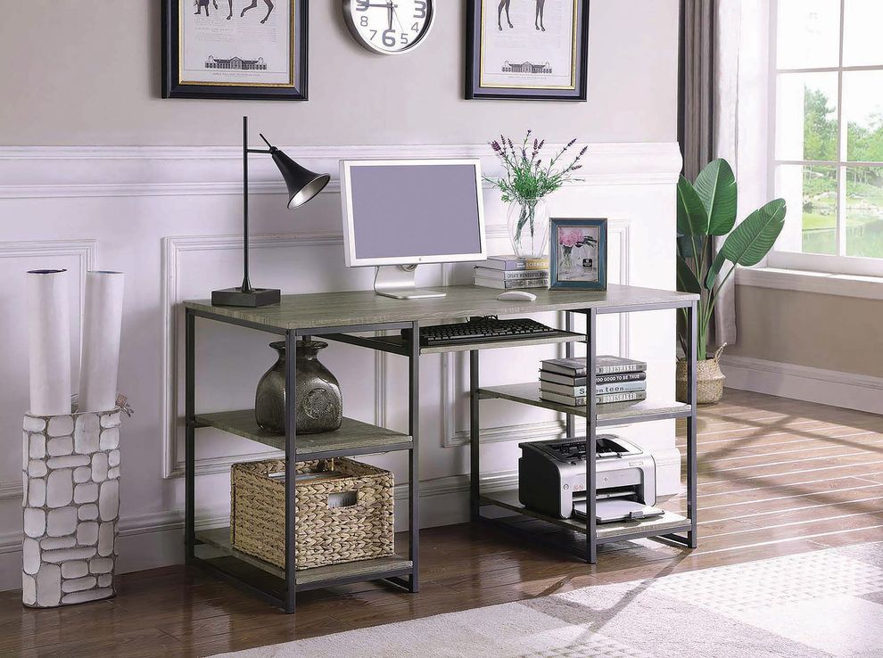Weathered taupe / gunmetal office / computer desk by Coaster