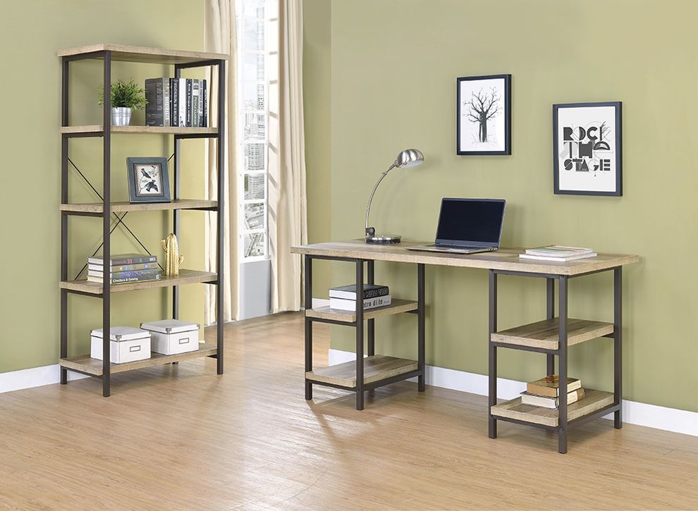 Weathered pine contemporary office desk by Coaster