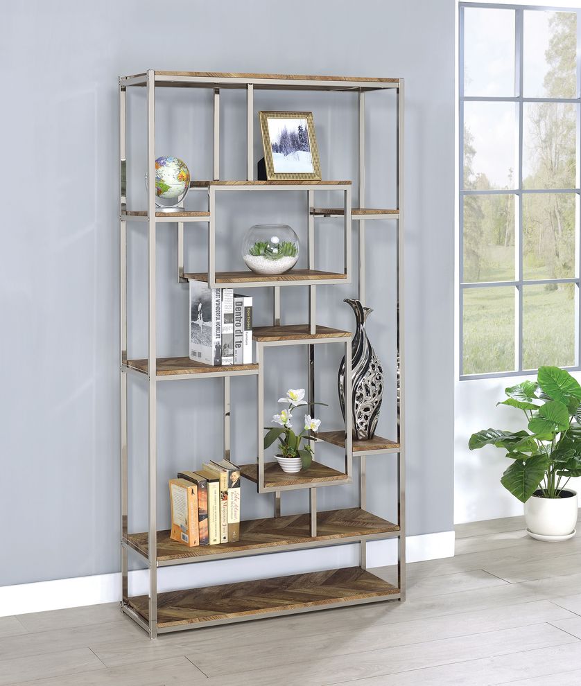 Rustic tobacco two-toned finish bookcase by Coaster