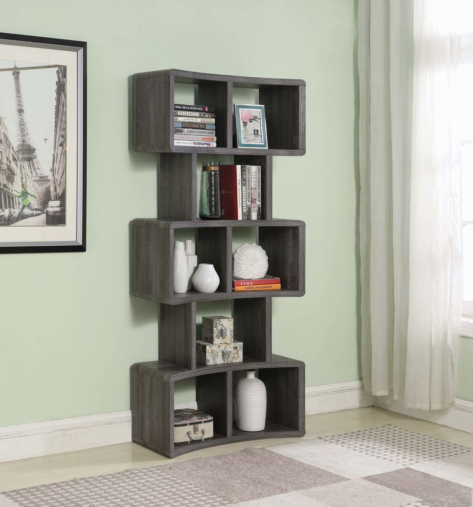 Weathered grey bookcase by Coaster