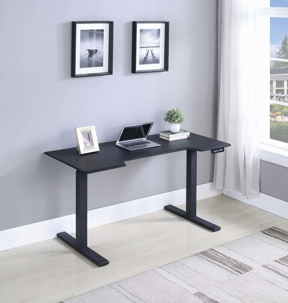 Power adjustable desk in black by Coaster