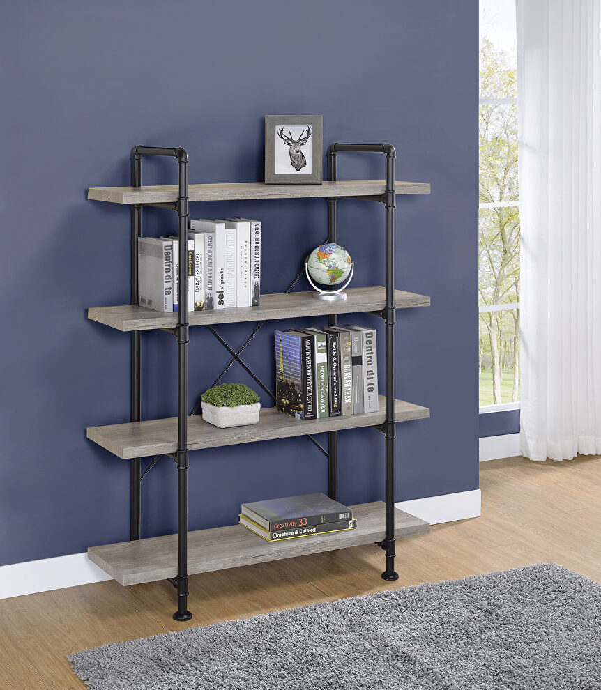 Gray driftwood finish bookcase by Coaster