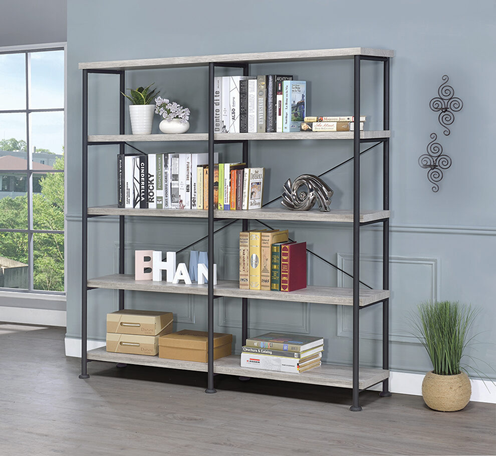 Guthrie industrial gray driftwood bookcase by Coaster