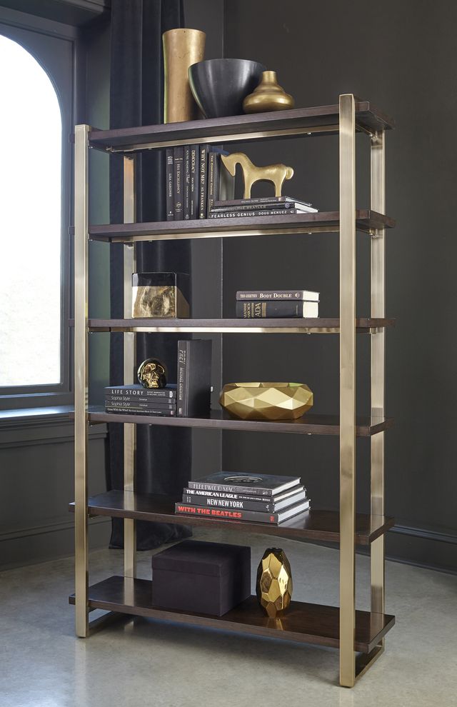 Book shelf in walnut / rose gold by Coaster
