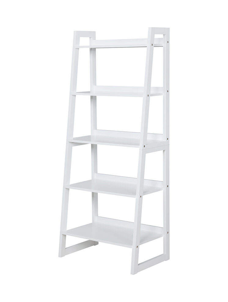 White finish 5-shelf bookcase by Coaster