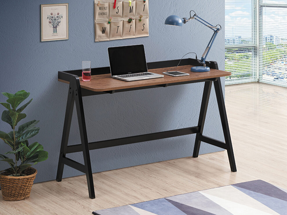 Walnut/ black wood finish writing desk by Coaster
