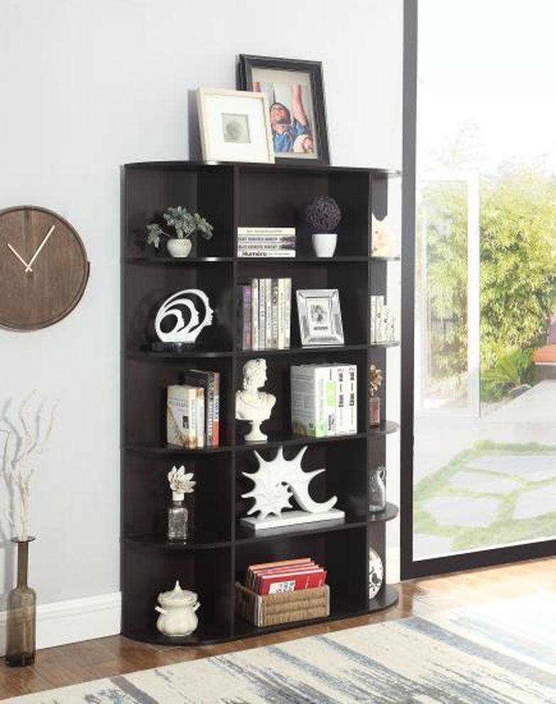 Modern curved bookcase in cappuccino by Coaster