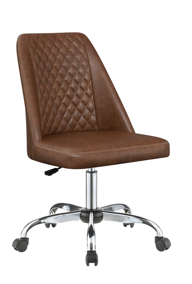 Simple office chair in brown leatherette by Coaster
