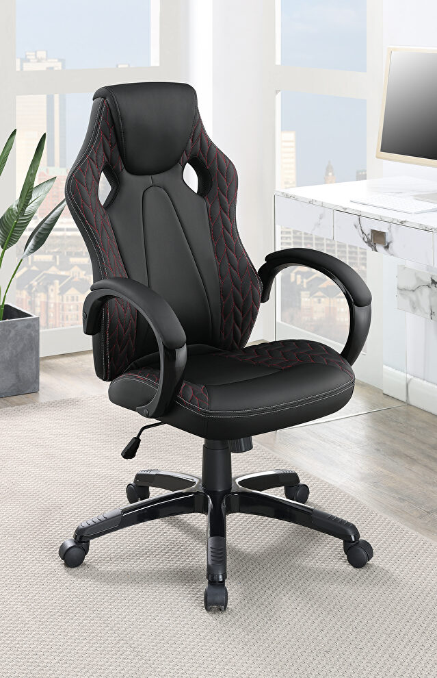 Black leatherette upholstery office chair by Coaster