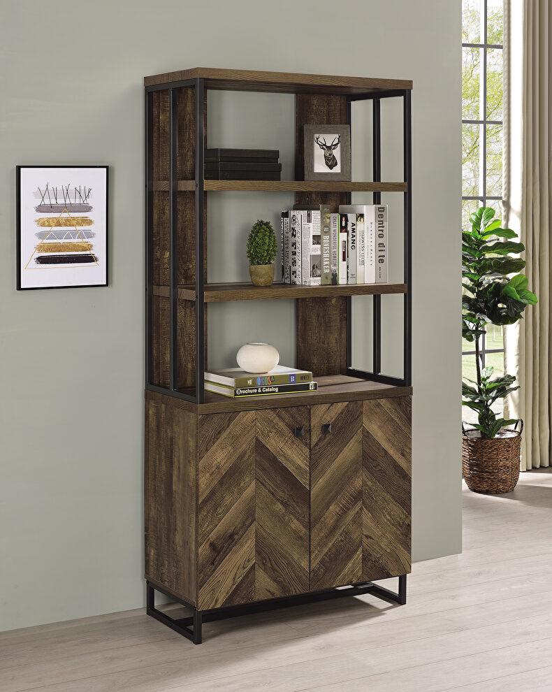Sophisticated rustic oak finish bookcase by Coaster