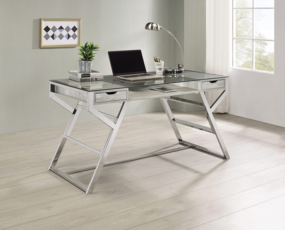 Rustic gray driftwood finish writing desk by Coaster