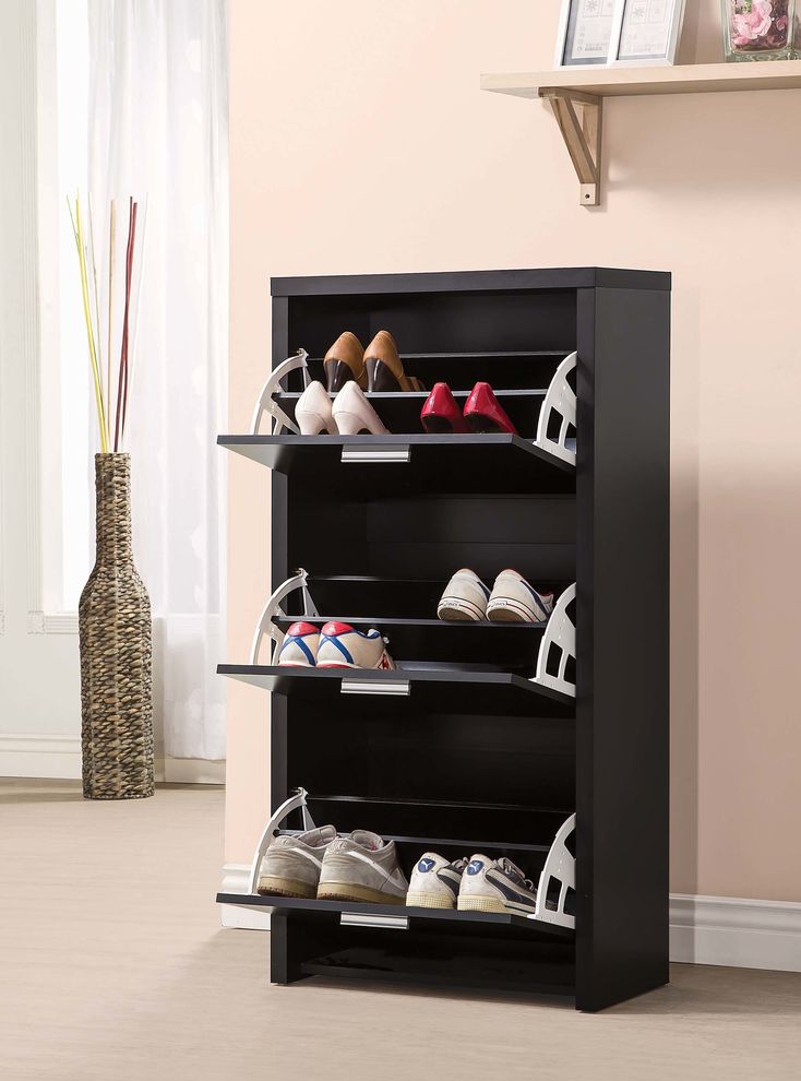 Transitional black shoe rack by Coaster