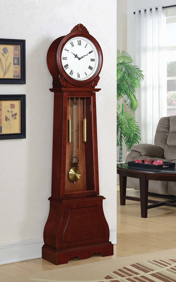 Transitional brown grandfather clock by Coaster