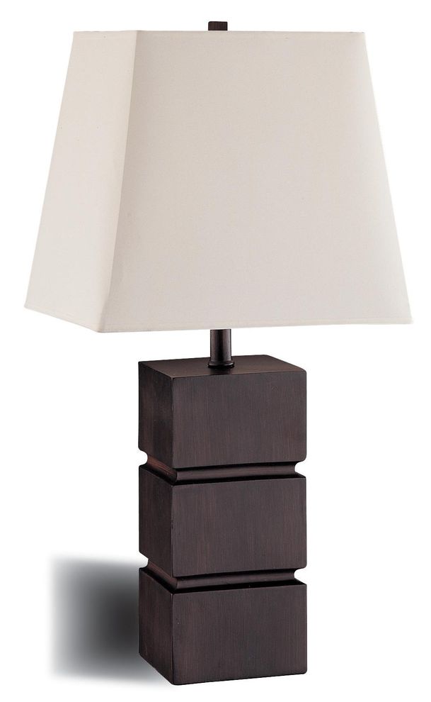 Cappuccino finish base lamp w/ white shade by Coaster
