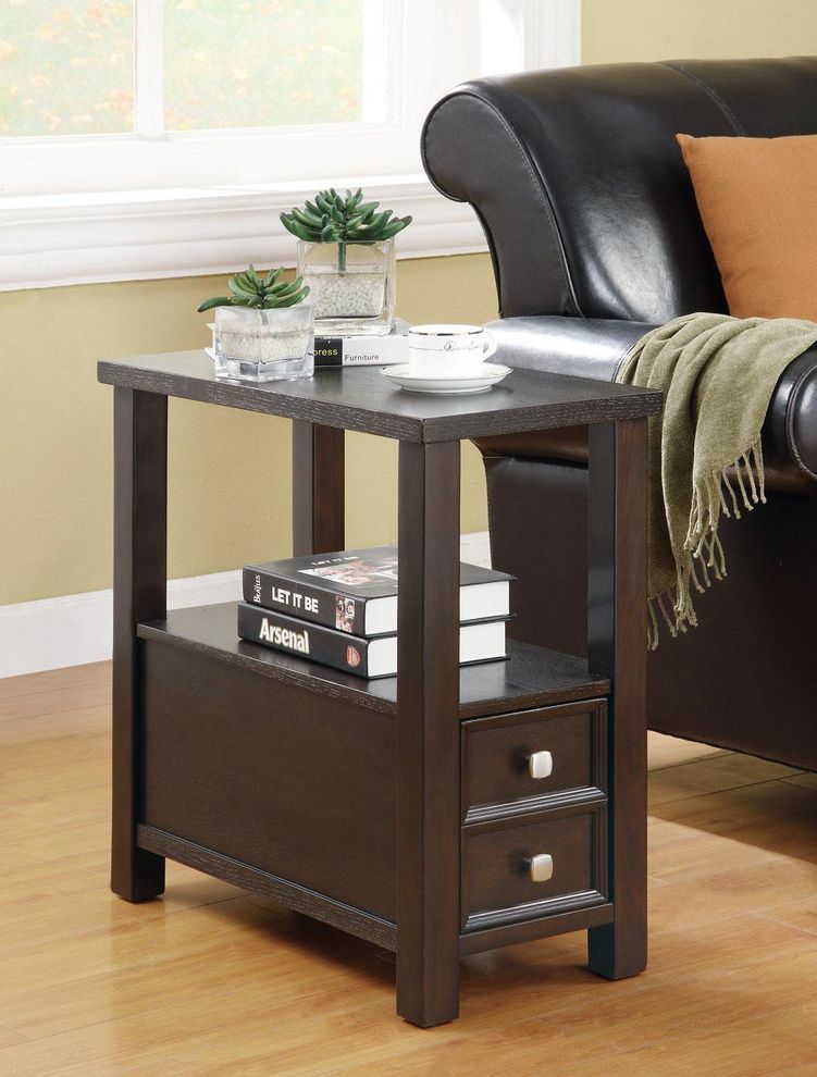 Chairside table in dark brown by Coaster