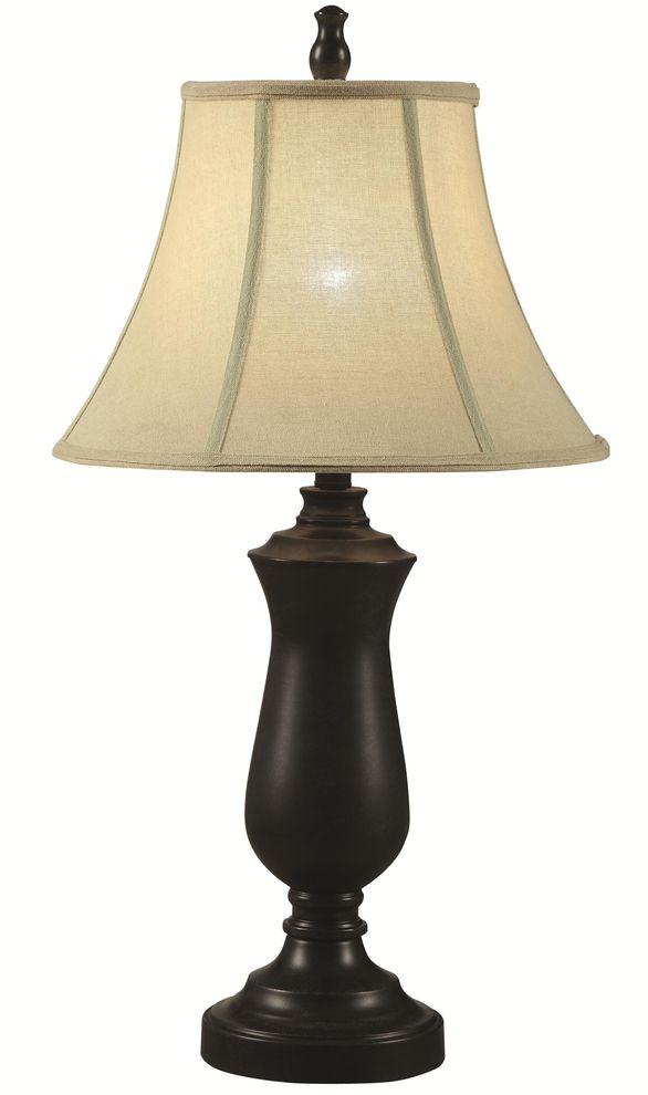 Bronze base/beige shade table lamp by Coaster