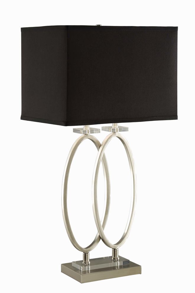 Transitional nickel and black accent lamp by Coaster