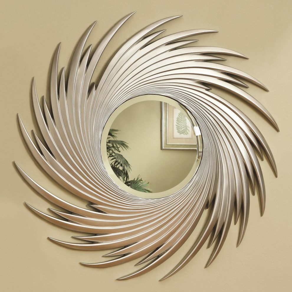 Spiral silver antique design mirror by Coaster