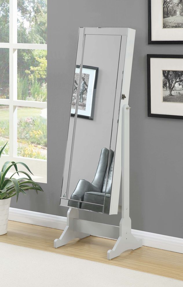 Transitional dove grey cheval mirror armoire by Coaster