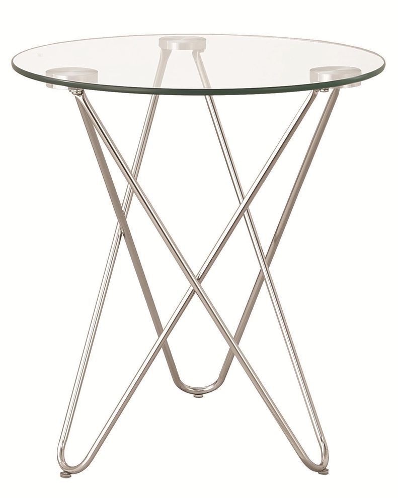 Round tempered glass top accent / side table by Coaster