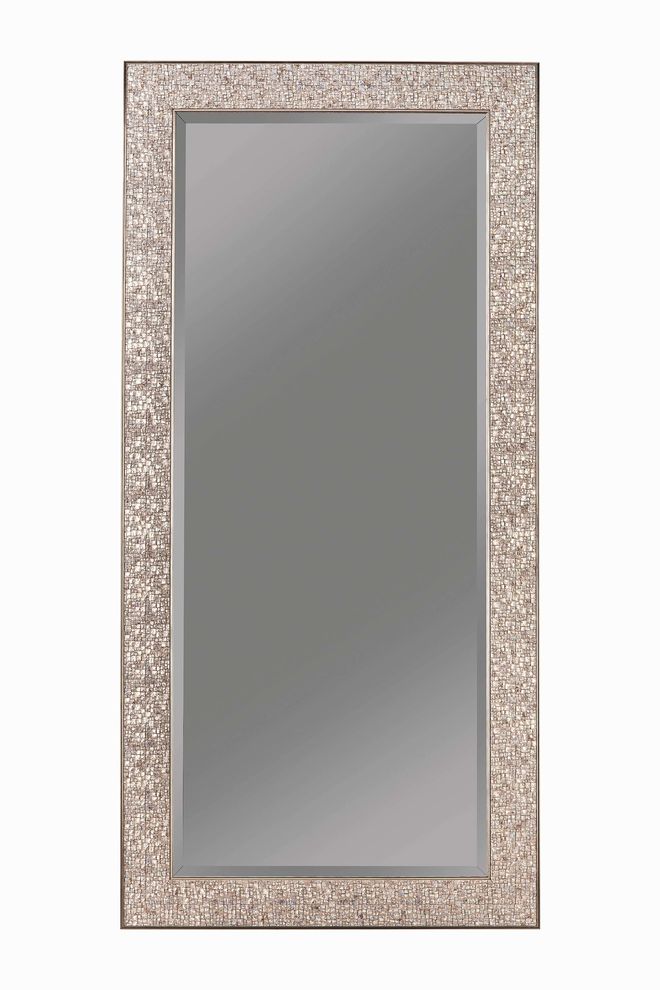 Transitional silver mosaic rectangular mirror by Coaster