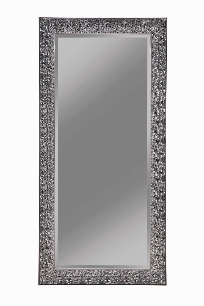 Transitional black mosaic rectangular mirror by Coaster