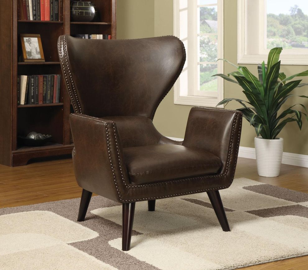 Transitional wing style brown chair by Coaster