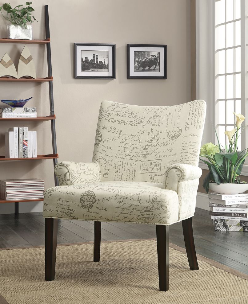 French script accent chair by Coaster