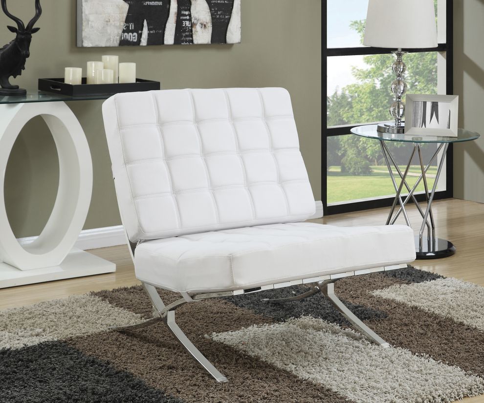 White leather famous design replica chair by Coaster