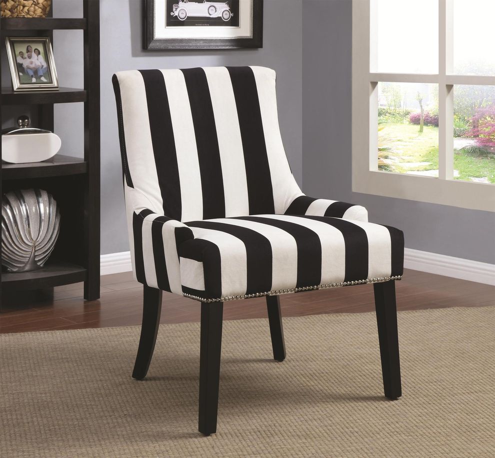 Black/white stripe design accent chair by Coaster