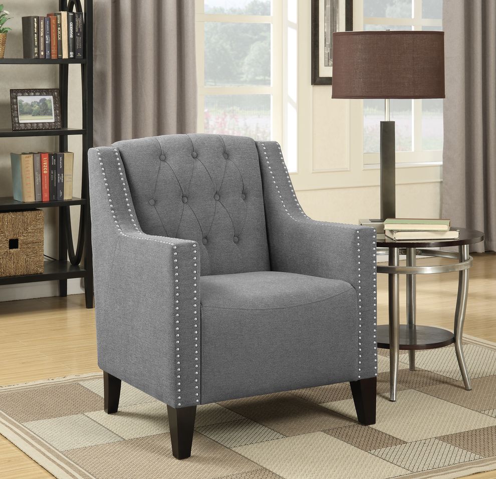 Transitional grey upholstered accent chair by Coaster