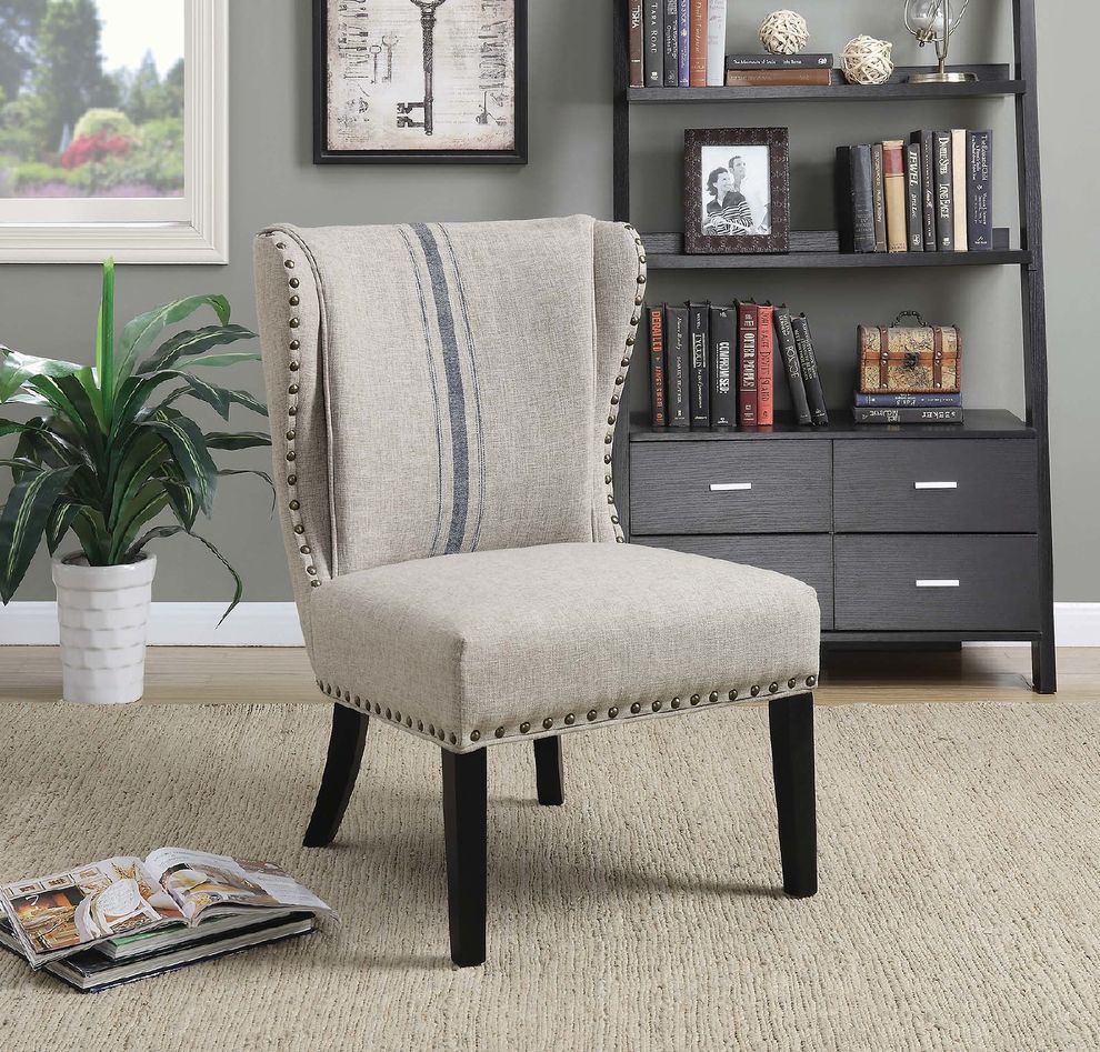 Traditional grey and blue accent chair by Coaster
