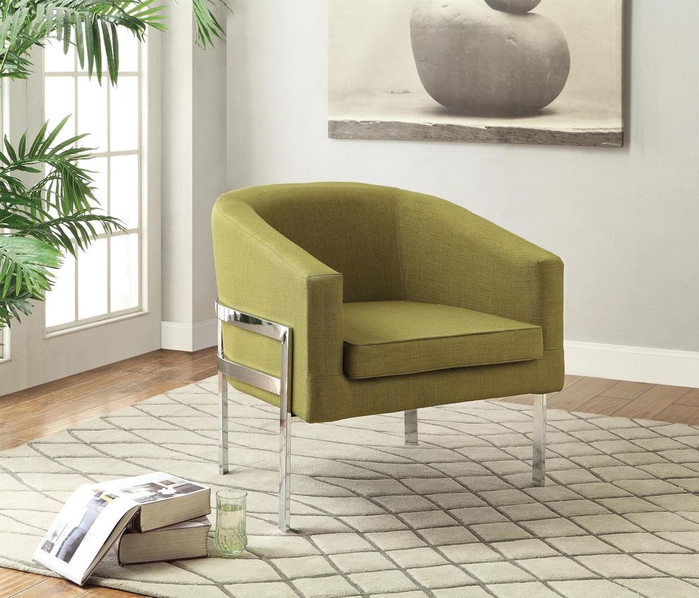Contemporary green fabric chair w/ metal legs by Coaster