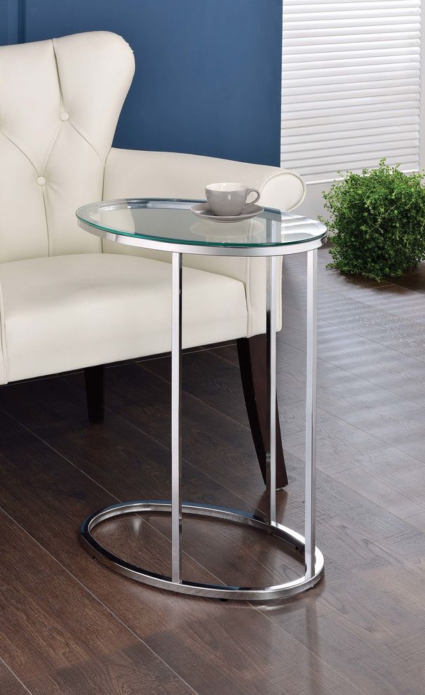 Contemporary glass and chrome snack table by Coaster