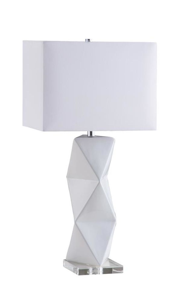 Transitional white table lamp by Coaster