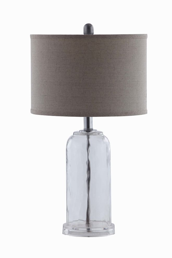 White and glass table lamp by Coaster