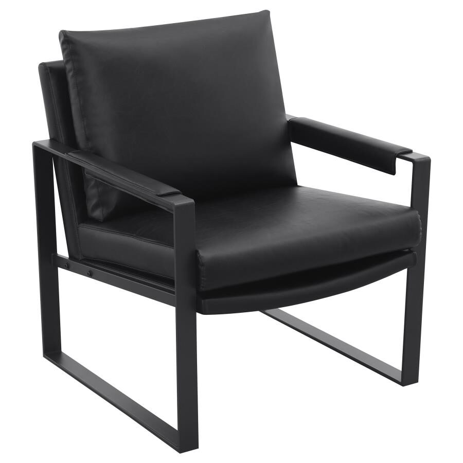 Upholstered track arms accent chair black and gummetal by Coaster