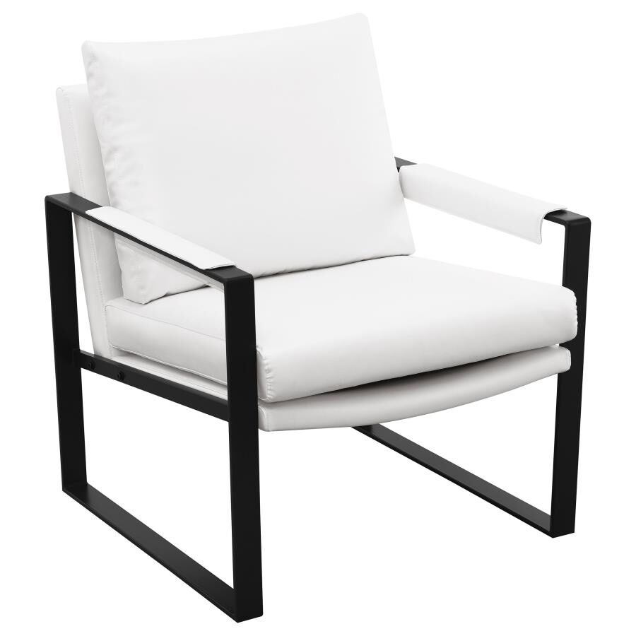 Upholstered track arms accent chair white and gummetal by Coaster