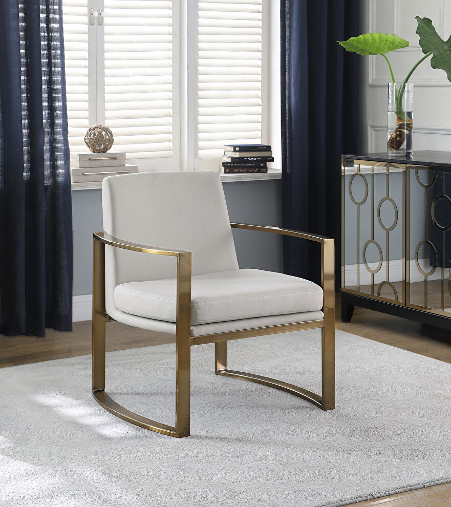 Soft micro-denier textured leatherette in cream accent chair by Coaster