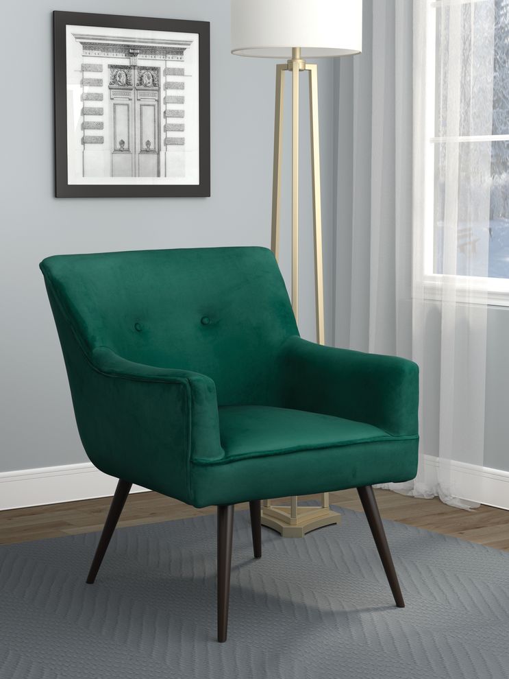 Mid-century design accent chair in dark teal velvet by Coaster