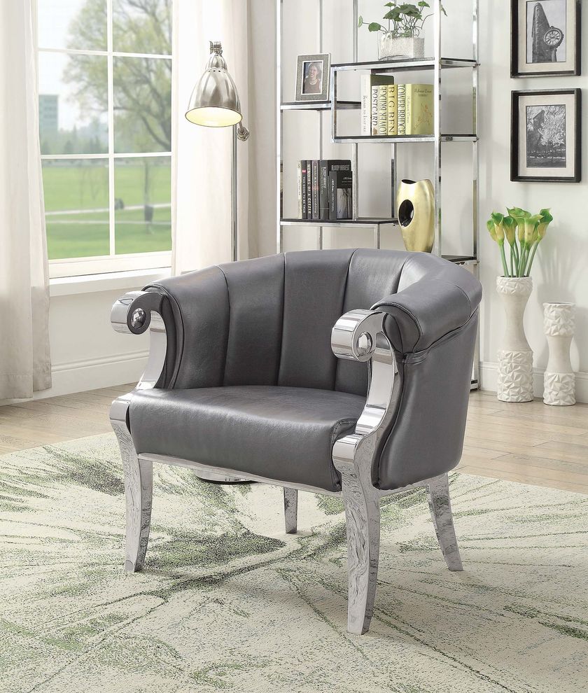 Glamorous silver and chrome accent chair by Coaster