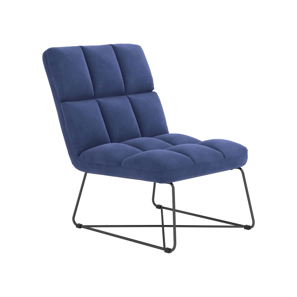 Midnight blue velvet contemporary accent chair by Coaster