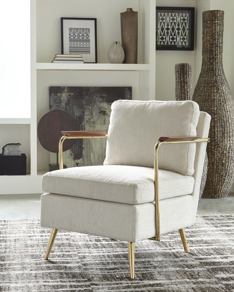 Sleek modern chair in beige woven fabric by Coaster