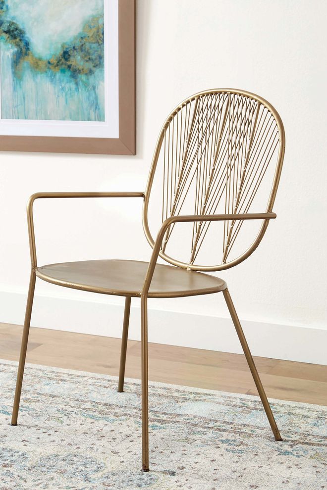 Contemporary brass iron accent chair by Coaster