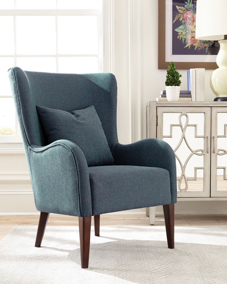 Accent chair in teal / blue fabric by Coaster