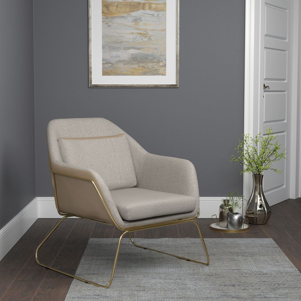 Tan leatherette / beige fabric modern accent chair by Coaster