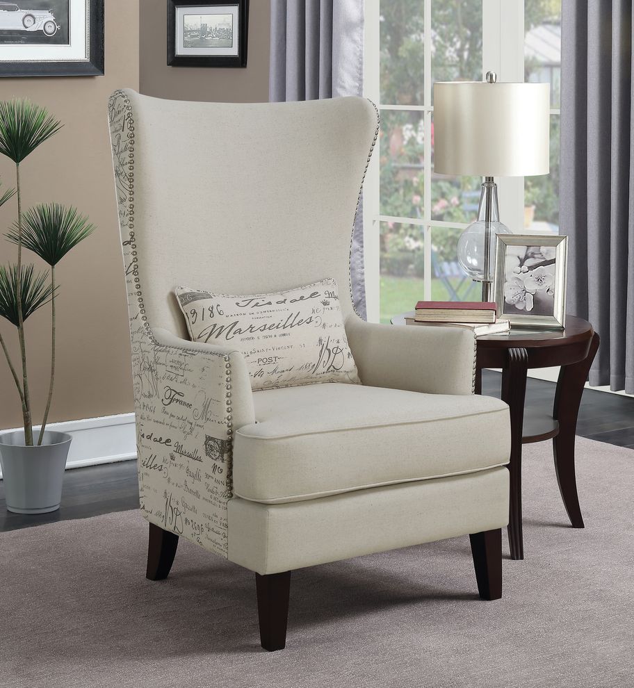 Traditional cream accent wingback chair by Coaster