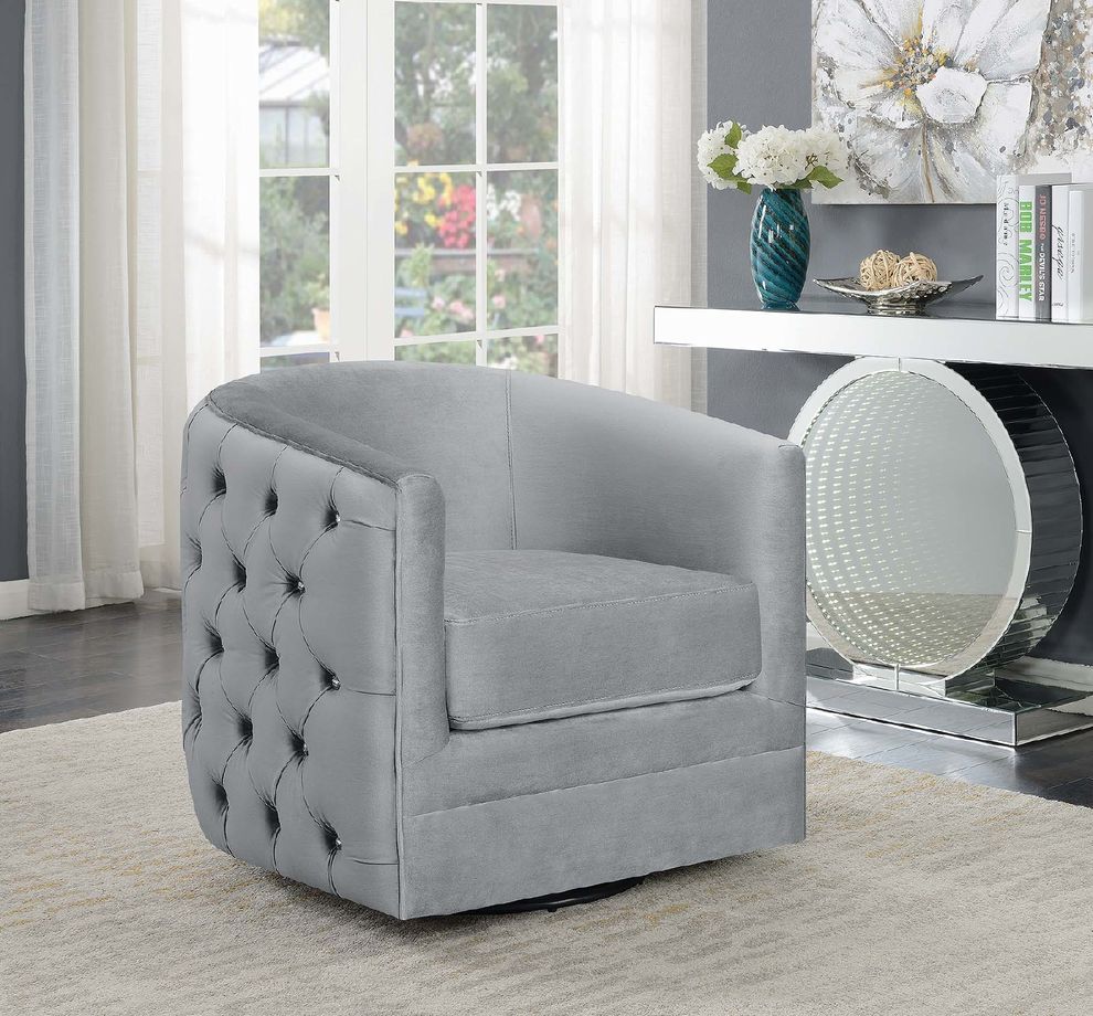 Modern grey swivel accent chair by Coaster