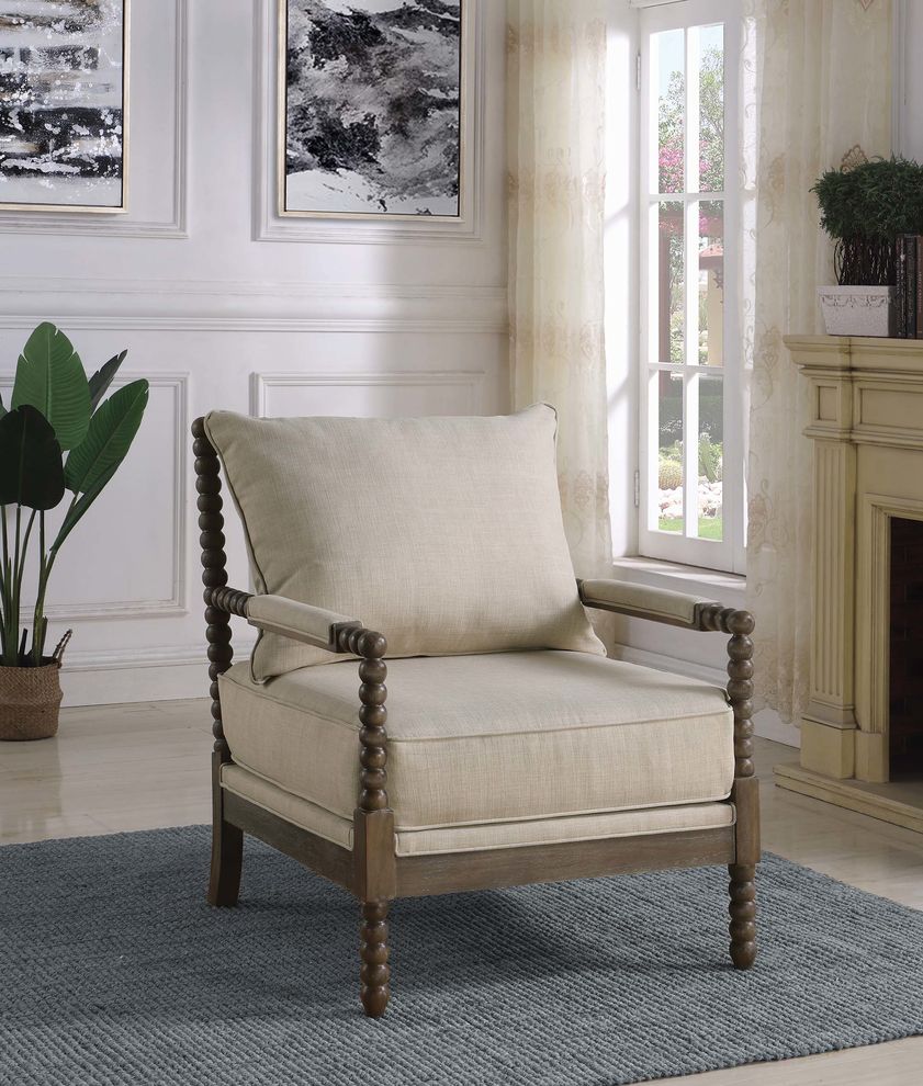 Traditional oatmeal and natural accent chair by Coaster